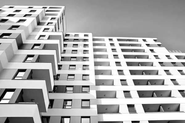 Dettaglio Nuovo Condominio Moderno Bianco Nero — Foto Stock