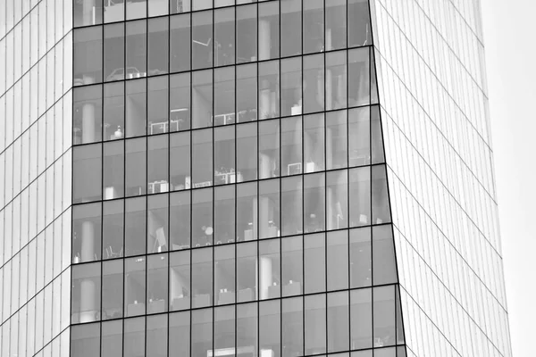 Glasväggar Till Kontorsbyggnad Business Bakgrund Svart Och Vitt — Stockfoto