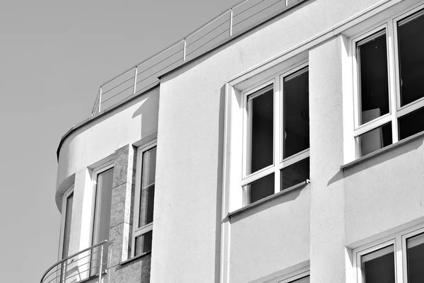 Detail New Modern Apartment Building Black White — Stock Photo, Image