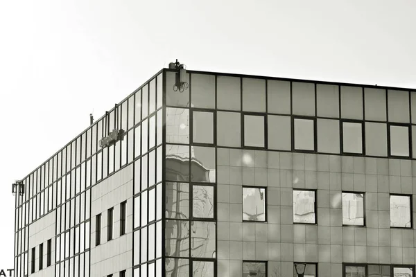 Skleněné Stěny Kancelářské Budovy Obchodní Zázemí Černá Bílá — Stock fotografie