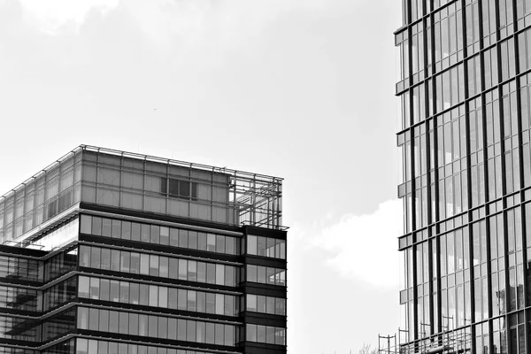 Glass Walls Office Building Business Background Black White — Stock Photo, Image