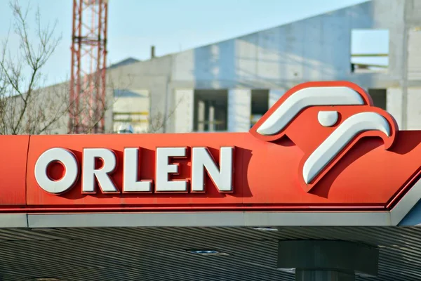 Βαρσοβία Πολωνία Μαρτίου 2018 Συνδεθείτε Orlen Εταιρεία Πινακίδα Orlen — Φωτογραφία Αρχείου