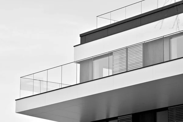 Detail New Modern Apartment Building Black White — Stock Photo, Image