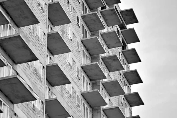 Edificio Alto Construcción Blanco Negro — Foto de Stock