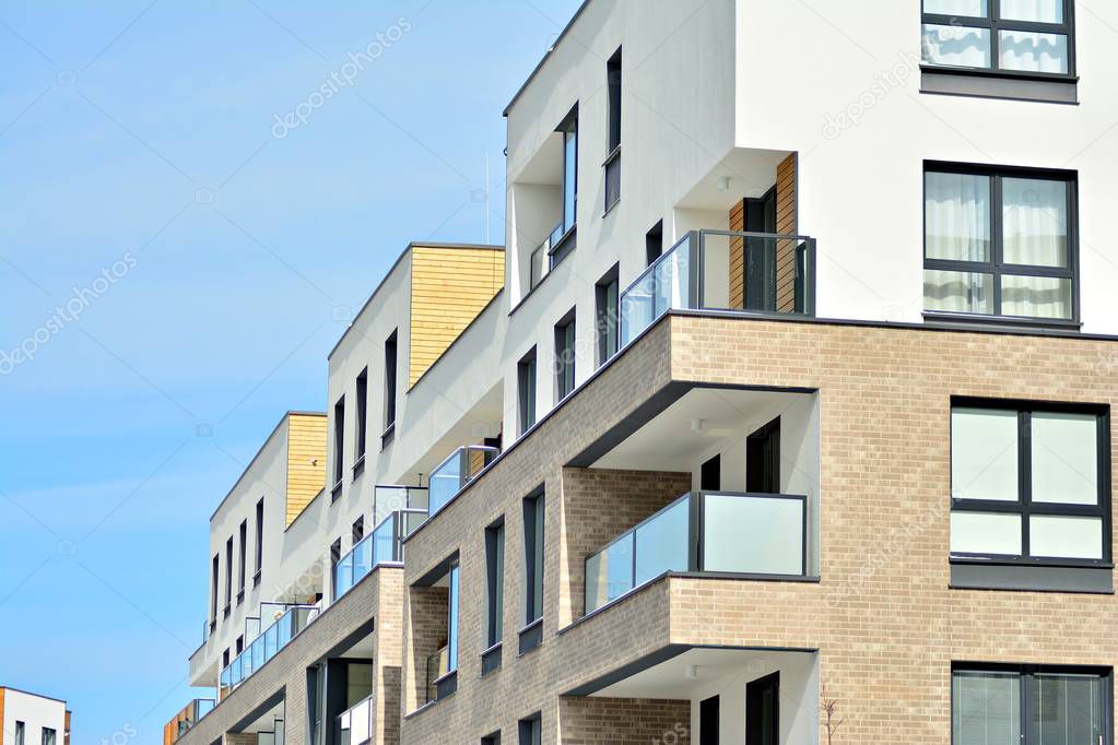 Detail of a new modern apartment building