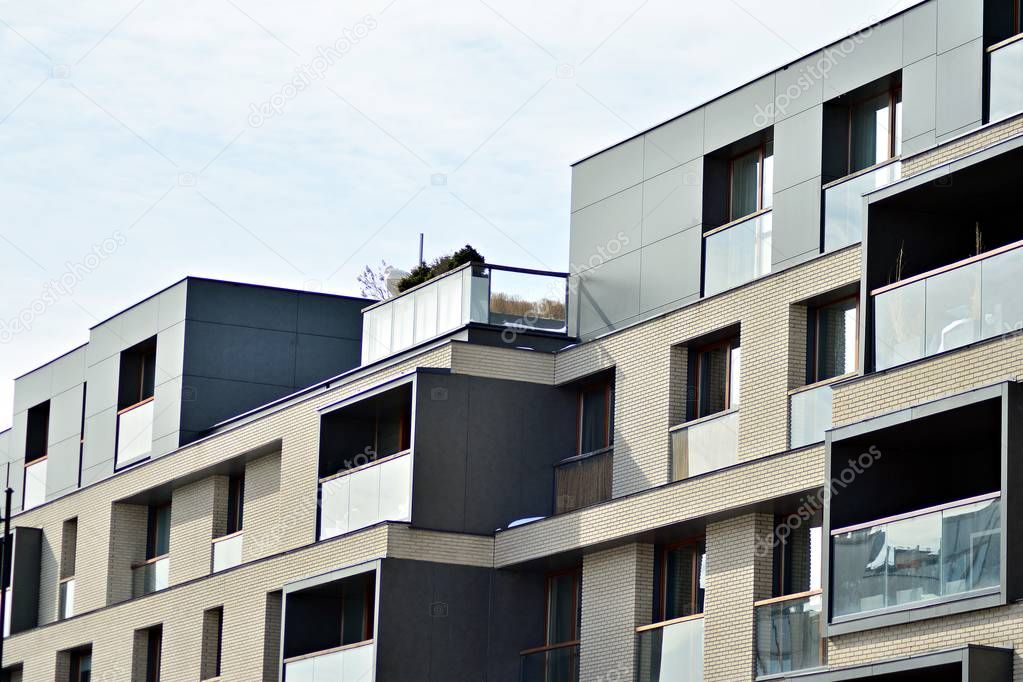 Detail of a new modern apartment building