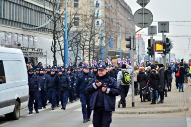 Varşova, Polonya. 23 Mart 2018. Varşova'daki insanlar protesto muhafazakar hükümetlerin son girişimi kürtaj kısıtlamak için binlerce.