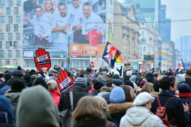 Varşova, Polonya. 23 Mart 2018. Varşova'daki insanlar protesto muhafazakar hükümetlerin son girişimi kürtaj kısıtlamak için binlerce.