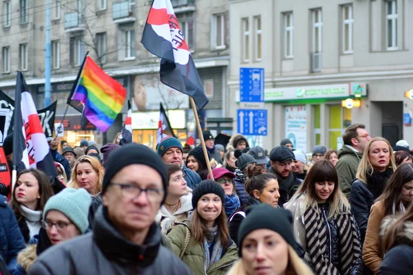 Варшава Польша Марта 2018 Года Тысячи Людей Протестуют Варшаве Против — стоковое фото