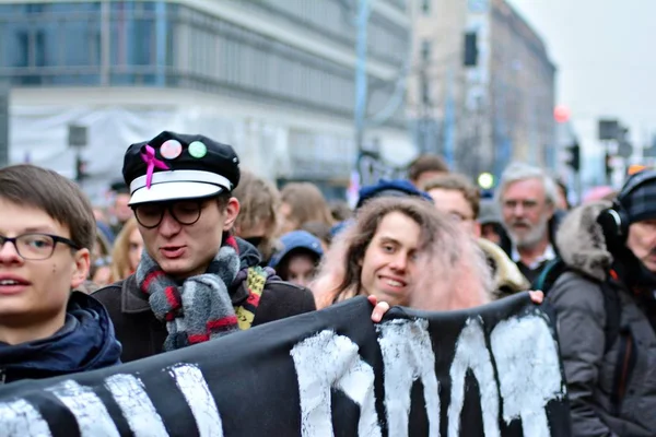 Варшава Польша Марта 2018 Года Тысячи Людей Протестуют Варшаве Против — стоковое фото