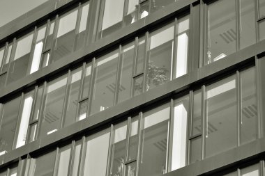 Modern şehir ofis binası dış. Siyah ve beyaz.