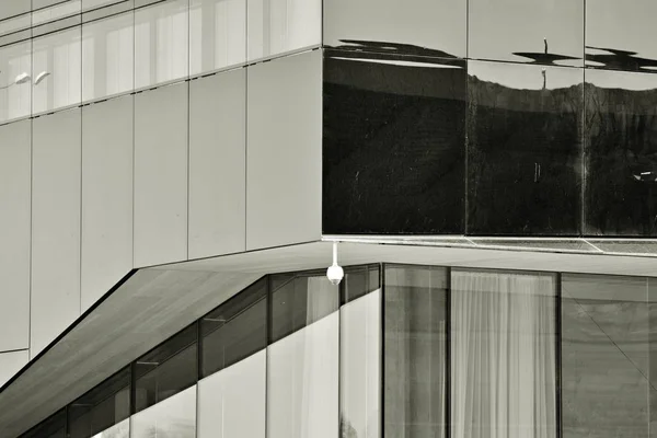 Modern City Office Building Exterior Black White — Stock Photo, Image