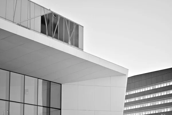 Modern City Office Building Exterior Black White — Stock Photo, Image