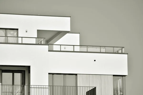 Facade Modern Apartment Building Black White — Stock Photo, Image