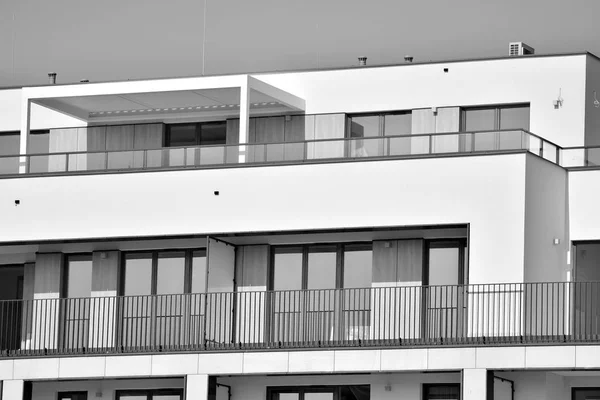 Facade Modern Apartment Building Black White — Stock Photo, Image