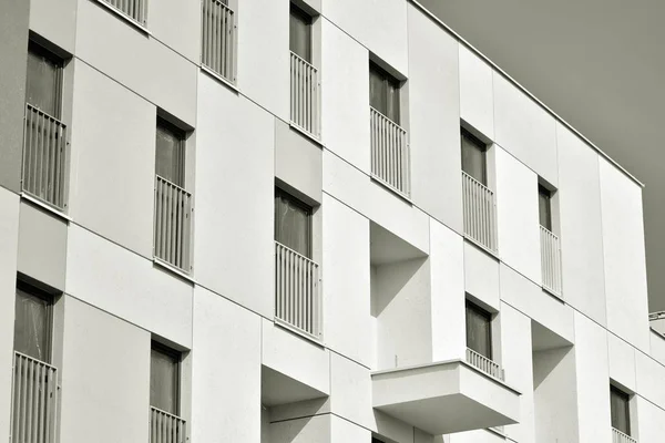 Facade Modern Apartment Building Black White — Stock Photo, Image