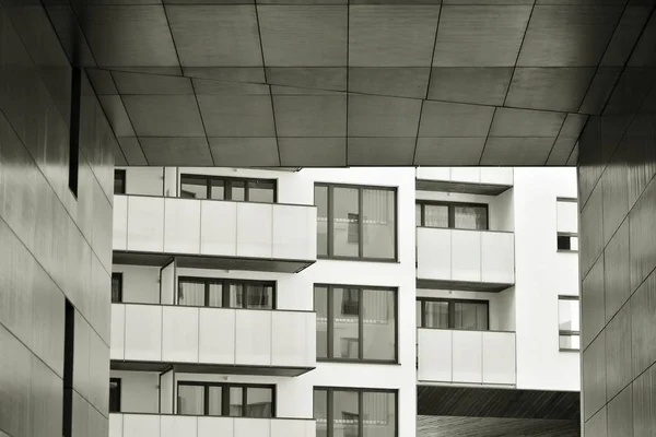 Facade Modern Apartment Building Black White — Stock Photo, Image