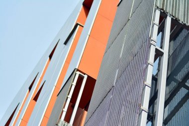 Modern mimarisi, cam ve çelik. Soyut mimari tasarım. 