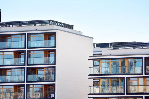 Detalle Nuevo Edificio Apartamentos Moderno — Foto de Stock