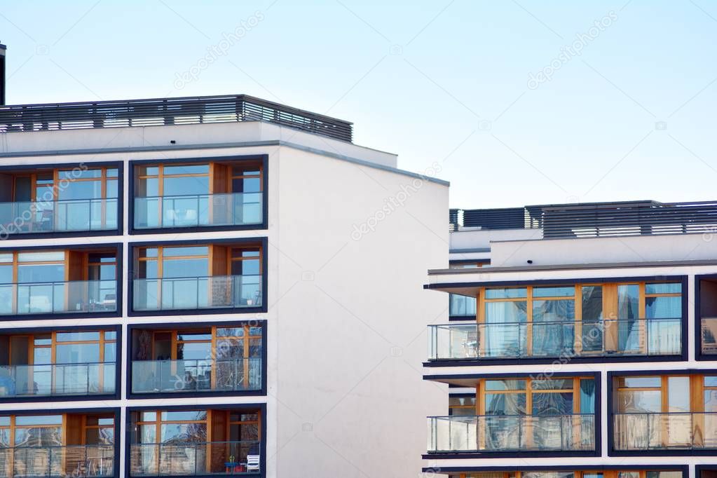 Detail of a new modern apartment building