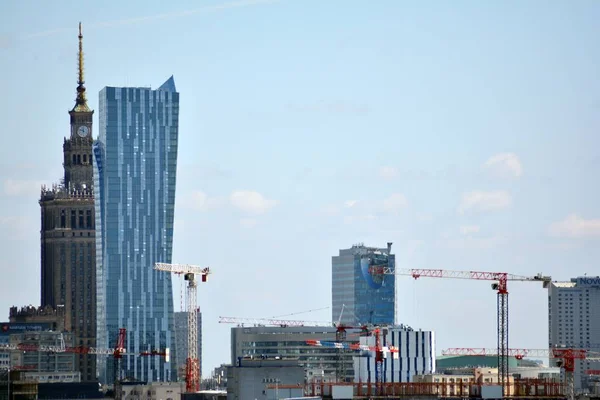 Varsovia Polonia Abril 2018 Vista Aérea Del Centro Rascacielos Negocios — Foto de Stock