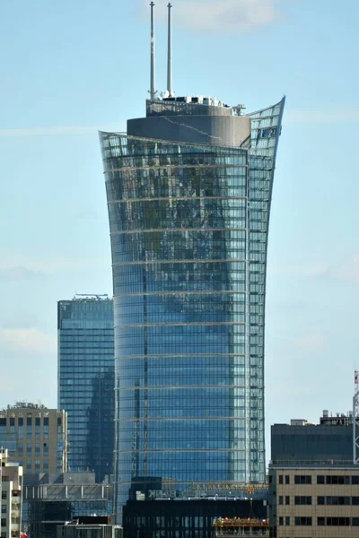 Warschau Poland April 2018 Luchtfoto Downtown Business Wolkenkrabbers Centrum Van — Stockfoto