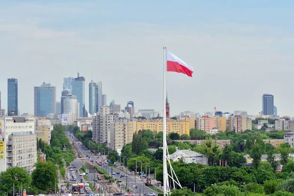 Varsó Lengyelország Május 2018 Légifelvételek Belvárosi Üzleti Felhőkarcolók Városközpont Varsó — Stock Fotó