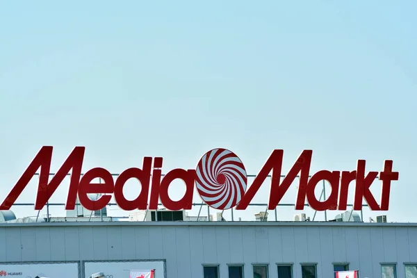 Varsovia Polonia Abril 2018 Firma Media Markt Letrero Empresa Media — Foto de Stock