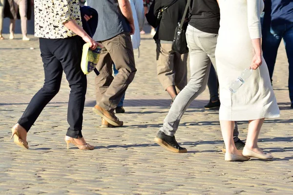 Människor Stor Stad Gata Suddig Rörelse Korsning Abstract — Stockfoto