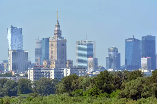 Warsaw Poland May 2018 Aerial View Downtown Business Skyscrapers Warsaw — Stock Photo, Image