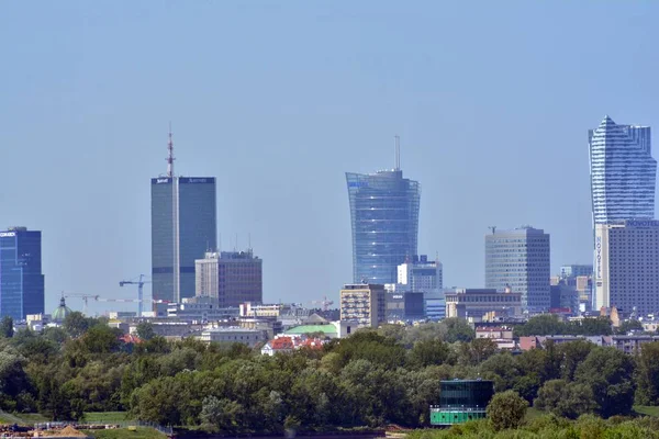 Warszawa Polen Maj 2018 Flygfoto Downtown Business Skyskrapor Warszawa Centrum — Stockfoto