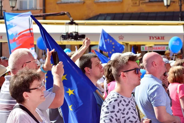 Warsaw Polans Mayıs 2018 Özgürlük Mart Demokrasi Aşındırıyor Polonyalılar Hükümet — Stok fotoğraf