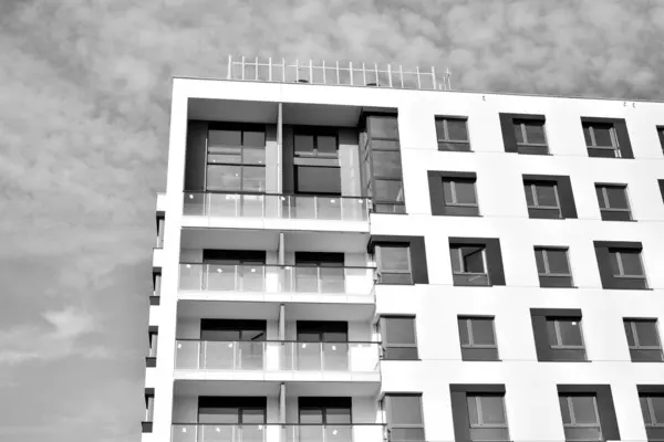 Contemporary Apartment Building Generic Residential Architecture Black White — Stock Photo, Image