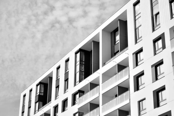 Contemporary Apartment Building Generic Residential Architecture Black White — Stock Photo, Image