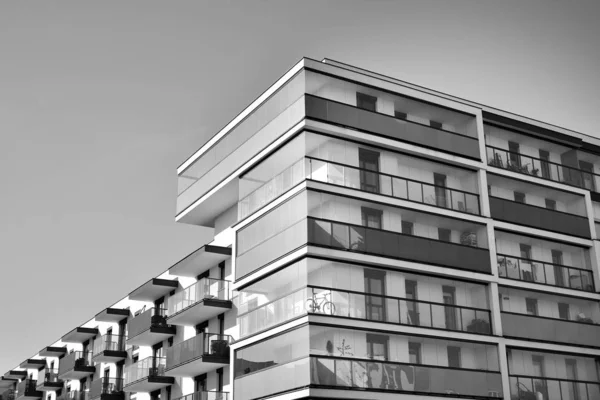 Contemporary Apartment Building Generic Residential Architecture Black White — Stock Photo, Image