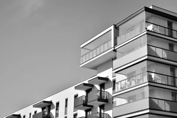Современный Жилой Дом Общая Жилая Архитектура Черное Белое — стоковое фото