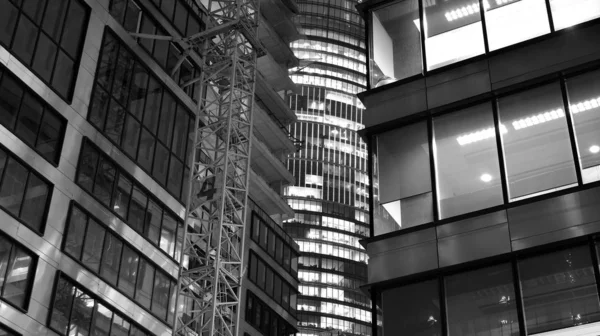 Pattern Office Buildings Windows Illuminated Night Lighting Glass Architecture Facade — Stock Photo, Image