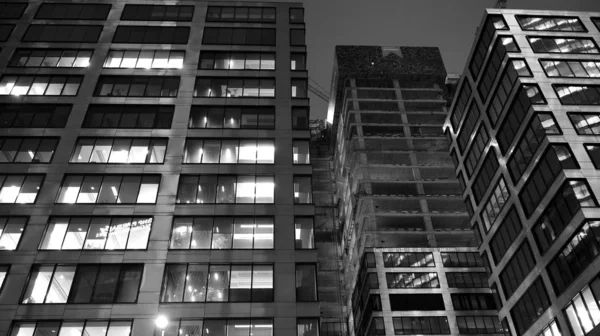 Pattern Office Buildings Windows Illuminated Night Lighting Glass Architecture Facade — Stock Photo, Image