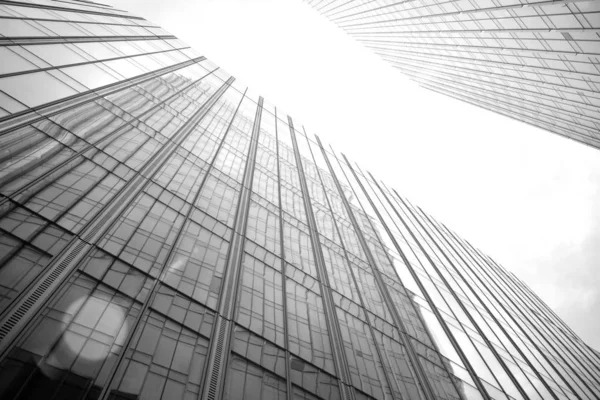 Vista Abstracta Rascacielos Con Luz Solar Blanco Negro — Foto de Stock