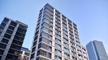 Varşova, Poland.17 Kasım 2019. Varşova 'daki şehir merkezindeki gökdelenlerin manzarası.