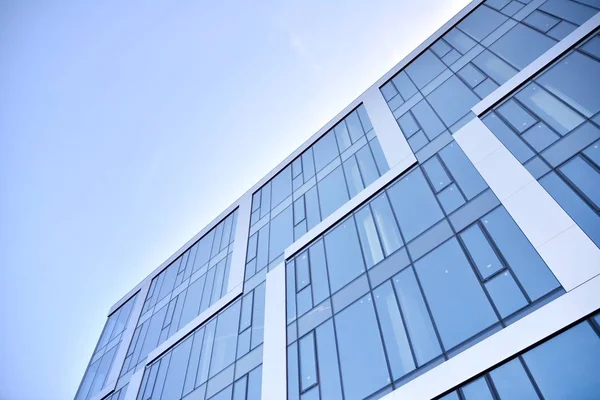 Moderna Pared Del Edificio Oficinas Acero Vidrio Con Cielo Azul — Foto de Stock