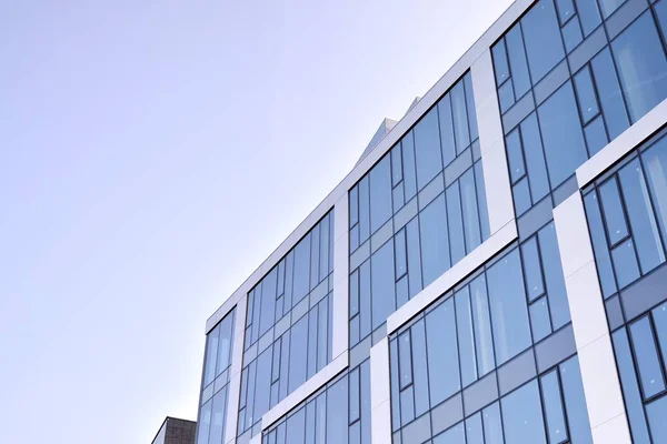 Moderna Pared Del Edificio Oficinas Acero Vidrio Con Cielo Azul — Foto de Stock