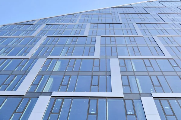 Mur Immeuble Bureaux Moderne Acier Verre Avec Ciel Bleu — Zdjęcie stockowe