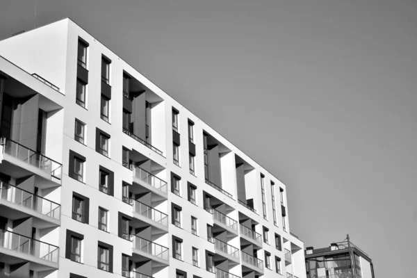 Detalhe Apartamento Residencial Moderno Edifício Exterior Fragmento Nova Casa Luxo — Fotografia de Stock