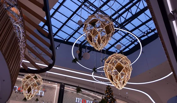 Warsaw Poland December 2019 Christmas Decoration Galeria Mlociny Shopping Mall — Stock Photo, Image