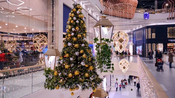 Varsóvia Polónia Dezembro 2019 Decoração Natal Galeria Mlociny Shopping — Fotografia de Stock