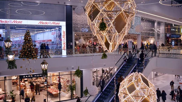 Varsóvia Polónia Dezembro 2019 Decoração Natal Galeria Mlociny Shopping — Fotografia de Stock
