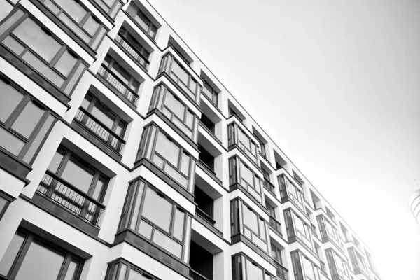 Napsugarak Fényhatást Gyakorolnak Városi Épületekre Töredéke Modern Lakossági Apartman Lapos — Stock Fotó