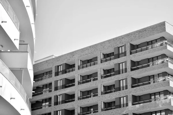 Rayos Sol Efectos Luz Edificios Urbanos Fragmento Moderno Apartamento Residencial — Foto de Stock