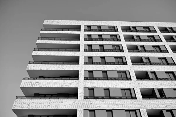 Rayos Sol Efectos Luz Edificios Urbanos Fragmento Moderno Apartamento Residencial — Foto de Stock